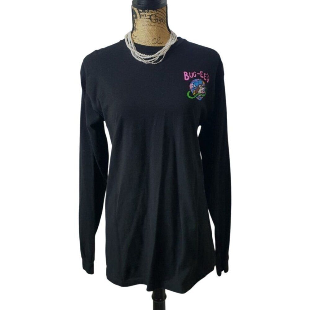 Buc-Ees Womens M Out Of This World Black Graphic Long Sleeve T-Shirt Spacecore